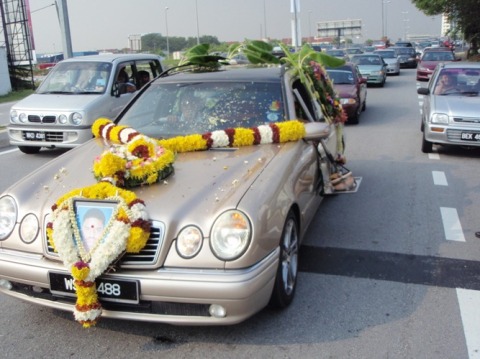 The hearse that bore Kugan's remains yesterday