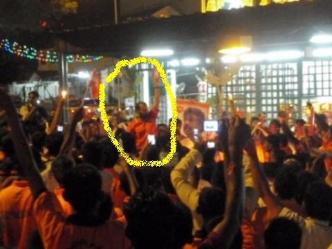 Former Hindraf national co-coordinator R.S. Thanenthiran is the man circled in yellow