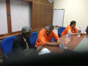 Chatting with Ashok in the makeshift court room in the Jinjang lock up